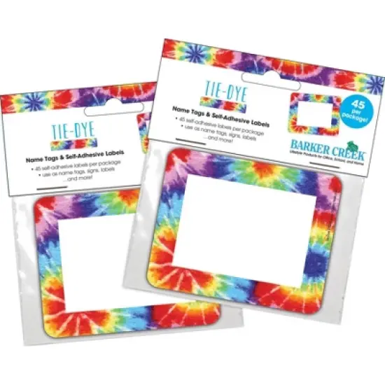 2pk 45ea Tie-Dye Remember Me! Self-Adhesive Name Tag Labels - Barker Creek: Educational Teaching Aid, All Ages, 90 Pieces image {1}