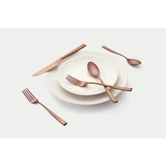 Cambridge Silversmiths 20pc Marlise Copper Satin Flatware Set: Copper Silverware, Service for 4, Dishwasher-Safe image {3}