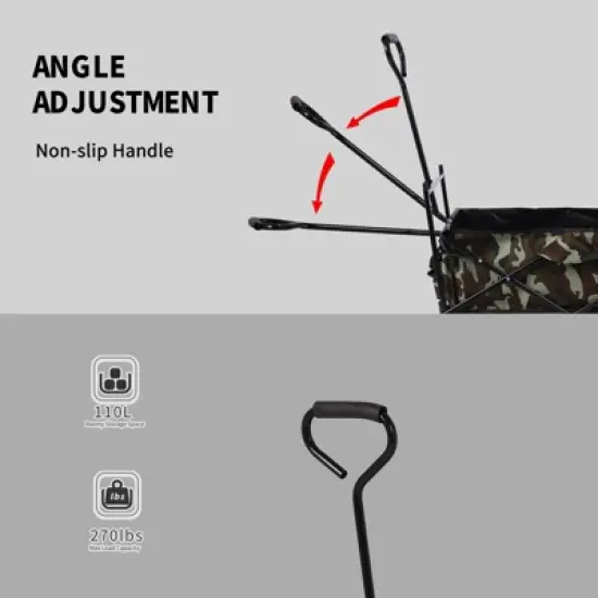 Outdoor Garden Park Wagon with Canopy and Pockets Foldable Portable Utility Beach Trolley Cart image {3}