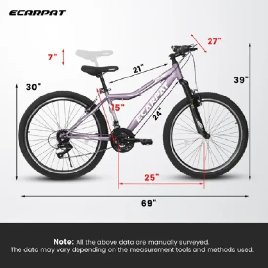 Aukfa 26 Inch Mountain Bike for Adults & Teens - 21 Speed, Front Suspension, Dual Disc Brakes, Carbon Steel Frame image {9}