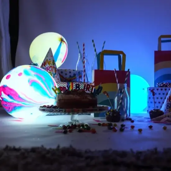 5ct illooms LED Light Up Marble Balloon: Multicolor Latex for Birthday Parties, Includes Batteries, Ages 8+ image {8}