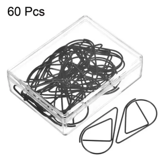Unique Bargains Drop-Shaped Metal Prevent Tearing Pages Home Office Paper Clip 60 Pcs image {2}