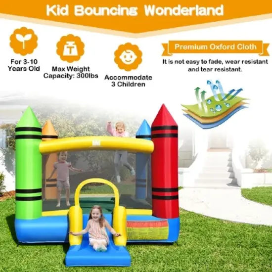 Costway Inflatable Bounce House Kids Jumping Castle w/ Slide&Ocean Balls Blower Excluded image {3}