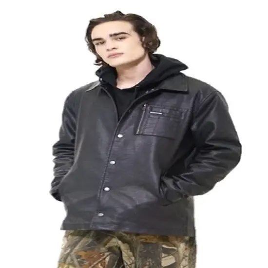 Members Only Mens Vegan Leather Coach Jacket image {4}