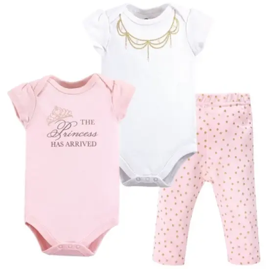Little Treasure Baby Girl Cotton Bodysuit and Pant Set, Princess image {1}