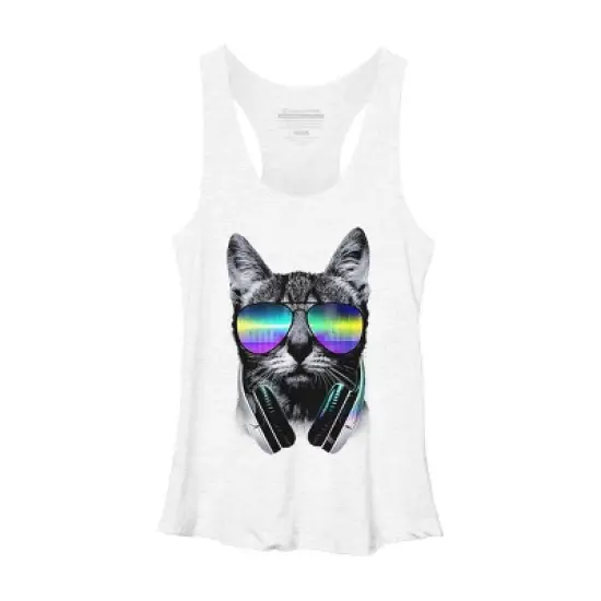 Women's Design By Humans Music Lover Cat By clingcling Racerback Tank Top image {5}
