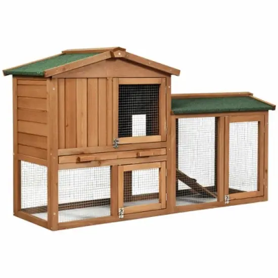Costway 58'' Wooden Rabbit Hutch Large Chicken Coop Weatherproof Indoor Outdoor Use image {10}