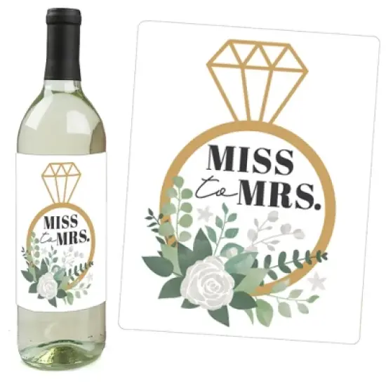 Big Dot of Happiness Boho Botanical Bride - Greenery Bridal Shower & Wedding Party Decorations - Wine Bottle Label Stickers - Set of 4 image {1}
