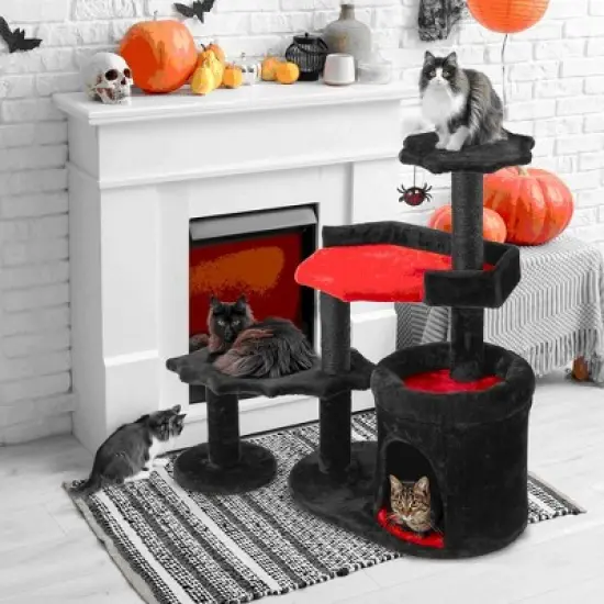 EROMMY Gothic Cat Tree, Pet Tower With Cat Scratching Post for Indoor Cats image {5}
