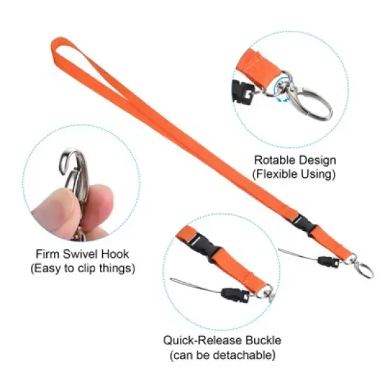 Unique Bargains Polyester Wear-resistant Lightweight ID Card Neck Lanyards with Hook 2 Pcs image {2}