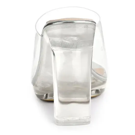 Allegra K Women's Clear Platform Block Heeled Slides Sandals image {2}