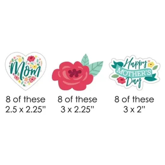 Big Dot of Happiness Colorful Floral Happy Mother's Day - Paper Straw Decor - We Love Mom Party Striped Decorative Straws - Set of 24 image {1}