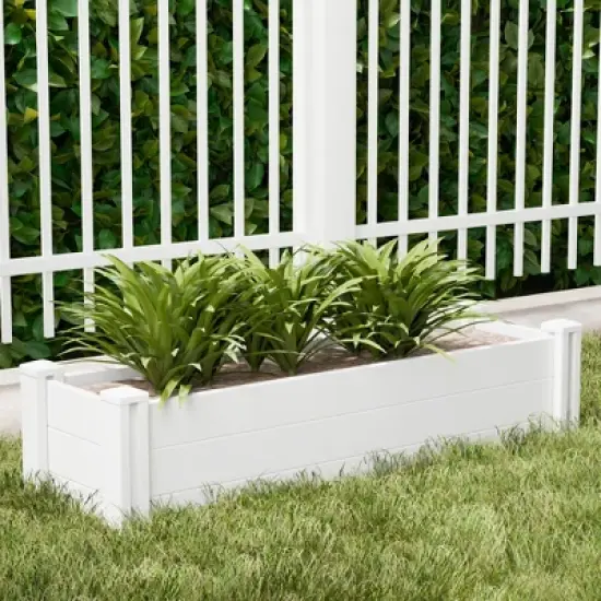 Lirago 51" x 28" x 13" White PVC Modular Garden Fence Panel Durable Easy to Install Soil Improvement Solution image {8}
