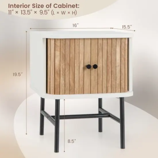Tangkula Set of 2 Nightstand Compact Modern End Side Table w/ Sliding Doors image {8}