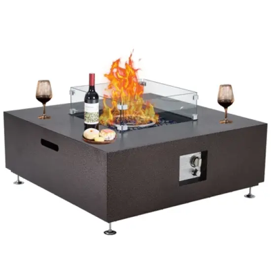 Propane Fire Pit Table with Wind Guard and Rain Cover, Glass Beads, Sturdy Steel Anti-Rust Finish, CSA Safety Certified for Patio Yard Garden image {7}