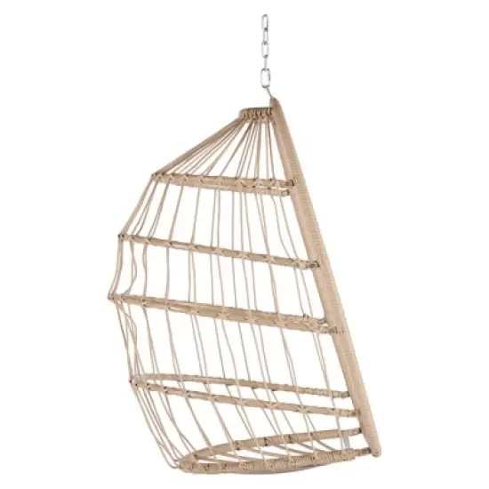 INFURNIC Patio Swings, Hammock Hanging Swinging Chair with Seat Cushion, Outdoor Swing Egg Chair for Balcony Backyard Garden, Gray, 28.5"*28.7"*55.11" image {4}