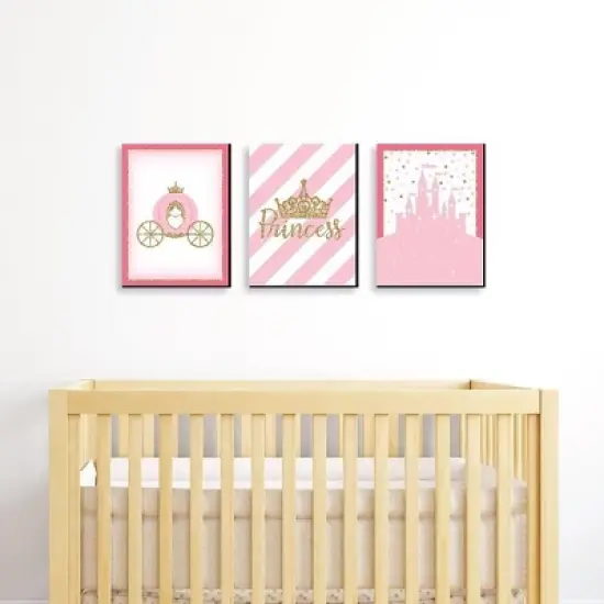 Big Dot of Happiness Little Princess Crown - Castle Nursery Wall Art and Kids Room Decorations - Gift Ideas - 7.5 x 10 inches - Set of 3 Prints image {1}