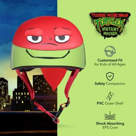 Teenage Mutant Ninja Raphael Helmet for Kids Adjustable Fit Ages 3+ image {1}