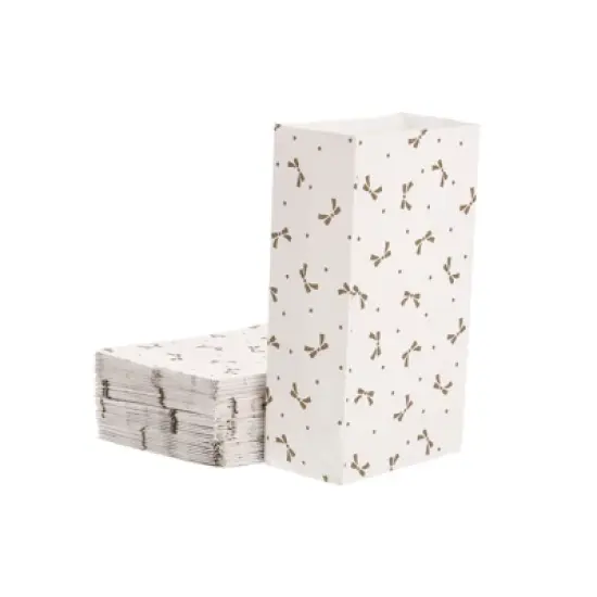 Unique Bargains Paper Gift Bag Pack Silvery Bow Storage Bag for Party Favor 50 Pcs image {6}