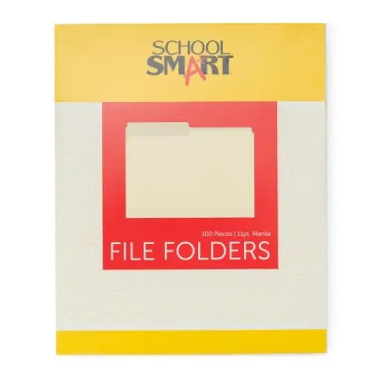 School Smart Manila File Folders, Letter Size, 1/2 Cut Tabs, Pack of 100 image {2}