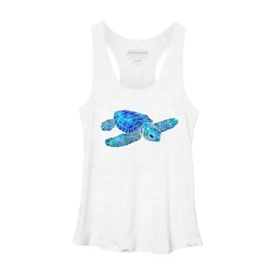 Women's Design By Humans Blue And Green Watercolor Sea Turtle By Maryedenoa Racerback Tank Top image {10}