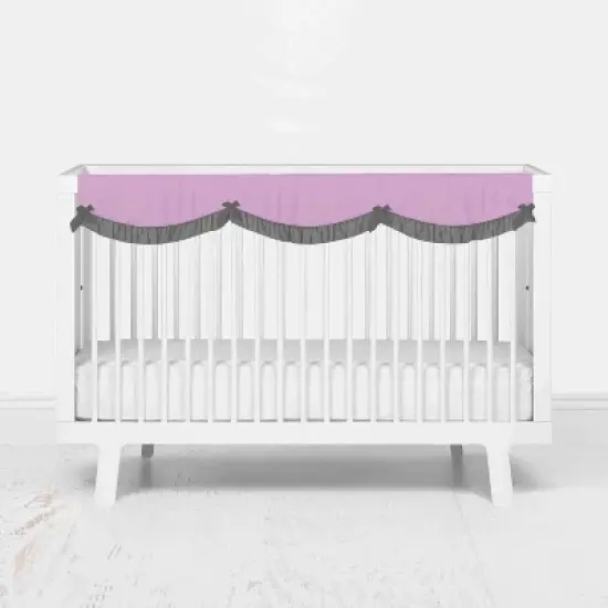 Bacati - Solid Girls Lilac/Coral/Gray Solid Long Crib Rail Guard Cover  image {1}