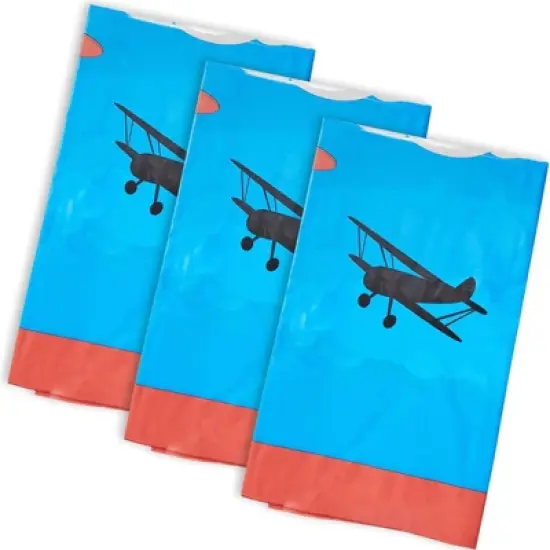 Juvale 3-Pack Airplane Disposable Plastic Table Cloth Tablecloth Party Supplies image {2}