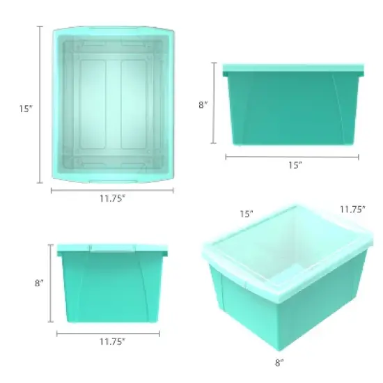 Storex 4 Gallon Storage Bin with Lid, Teal image {2}