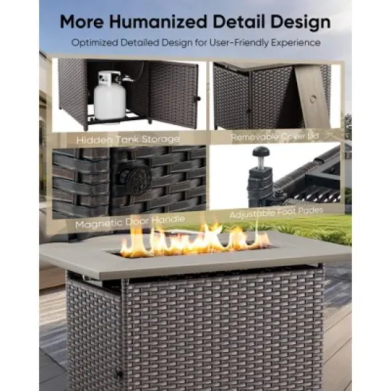 Belord Patio Furniture Set with 6-INCH Extra Thick Cushion, 5 Pieces Outdoor Patio Furniture Set with Swivel Chairs, Sofa Couch, and Firepit Table image {10}