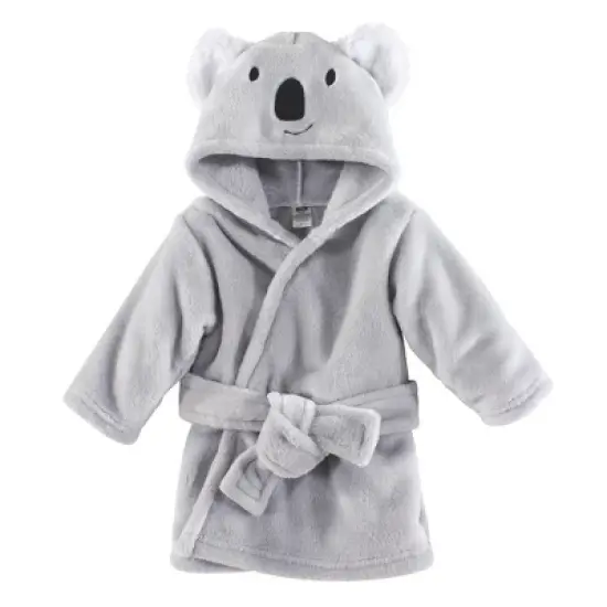 Hudson Baby Infant Plush Animal Face Bathrobe, Koala, 0-9 Months image {1}