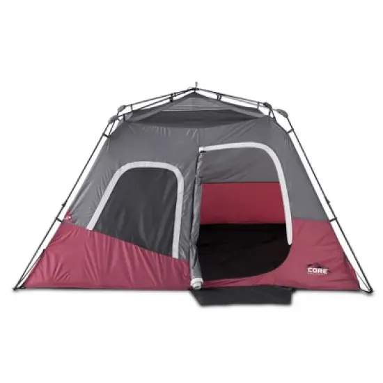 CORE Instant Cabin Durable Quick Setup 11 x 9-Foot 6-Person Outdoor Camping Tent w/Air Vents, Loft, Rainfly, Room Divider, & Carry Bag, Wine (6 Pack) image {2}