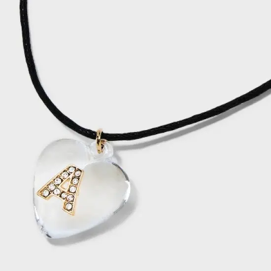 Acrylic Heart with Face Gems Pendant Necklace - Wild Fable&trade; Clear/Black image {3}