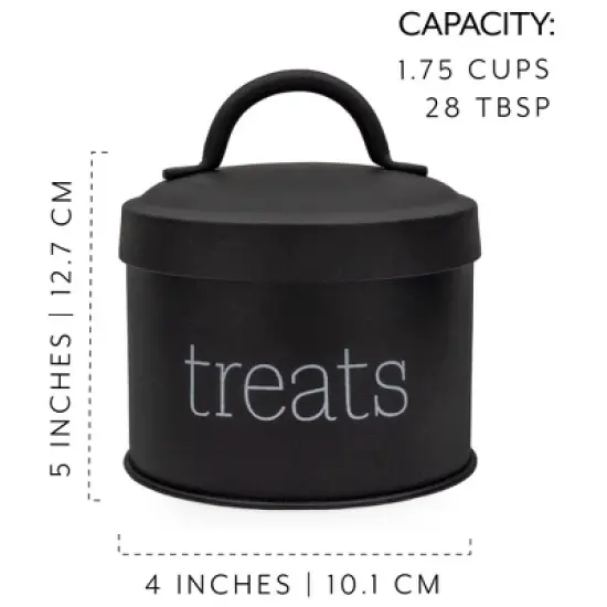 AuldHome Design Enamel Cat Treat Container, Small Retro Modern Farmhouse Pet Treats Jar Canister image {2}