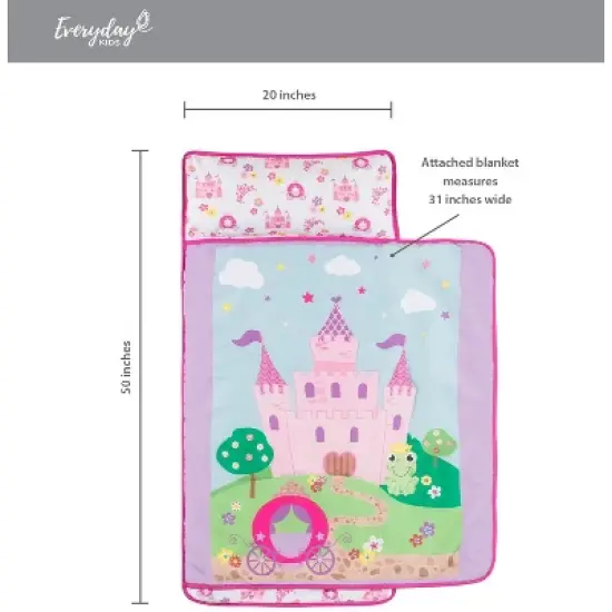 Everyday Kids Toddler Nap Mat &ndash; Princess Storyland &ndash; Soft Microfiber, Removable Pillow, Roll-Up with Handle, Ages 2-6, Great for Daycare & Preschool image {8}