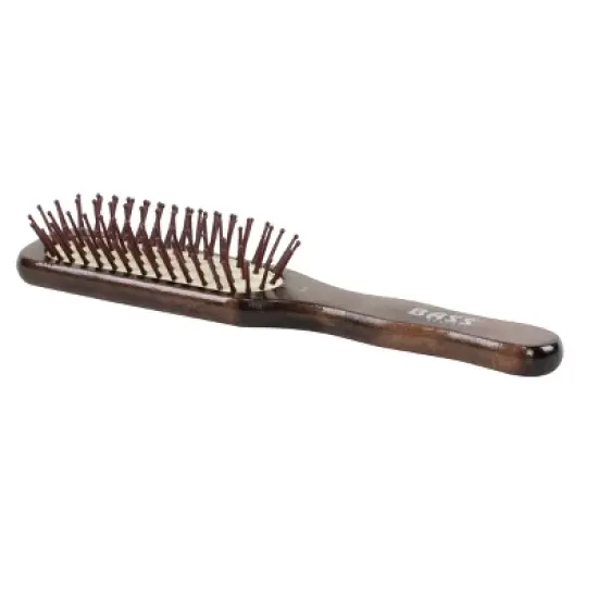 Bass Brushes 3 Series Style & Detangle Men's Hair Brush with Nylon Pin Solid Beech Wood Handle 7 Row Espresso image {2}