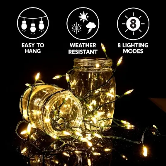 Joyfy 2&times;50 Count LED Christmas String Lights, 31.4FT Battery Operated Christmas Light with 8 Modes, Green Wire Tree Lights for Christmas Decoration image {2}