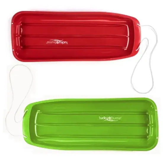 Lucky Bums 2 Pack of Lightweight Plastic Winter Snow Sleds, 48 Inches, Includes a Red 1 Person Sled & a Green 2 Person Sled with Pull Ropes image {6}