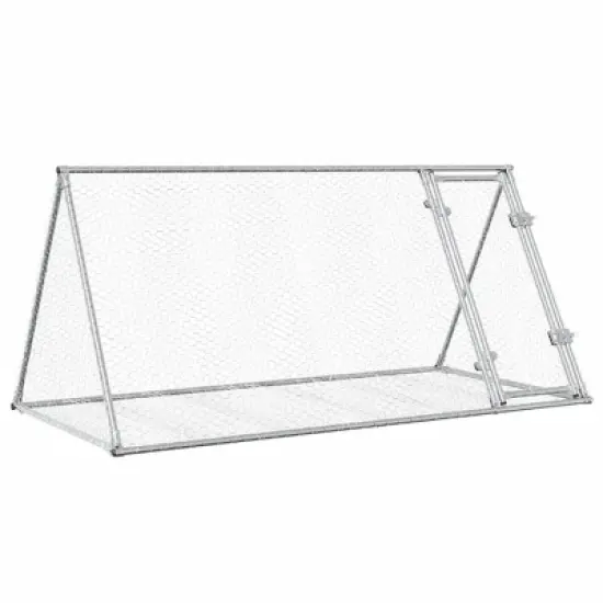vidaXL Rabbit Hutch Animal Enclosure Bunny House Silver Galvanized Steel - 78.7" x 41.3" x 35.8" image {10}