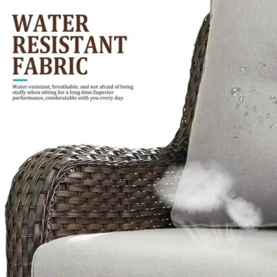 POCASSY Outdoor Swivel Glider Chairs Set of 2 with Ottomans, Patio Furniture Set with All Weather Wicker Outdoor Lounge Accent Chair for Porch Deck image {3}