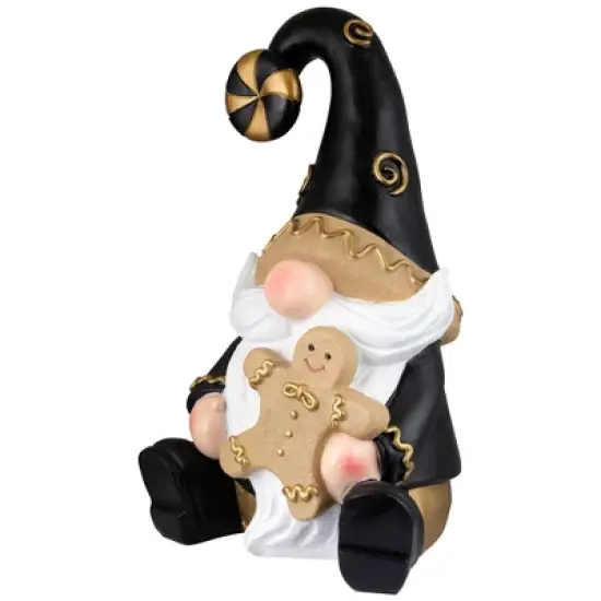 Northlight Gnome Holding Gingerbread Man Cookie Christmas Decoration - 13" - Black image {3}