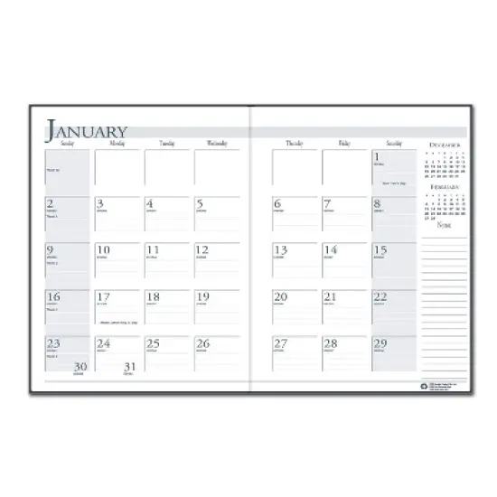 Recycled Ruled 14-Month Planner with Leatherette Cover, 11 x 8.5, Black Cover, 14-Month: Dec 2025 to Jan 2027 image {1}