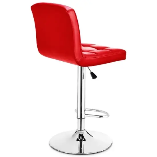 Tangkula Modern Square PU Leather Adjustable Swivel Barstools,Set of 2 image {5}