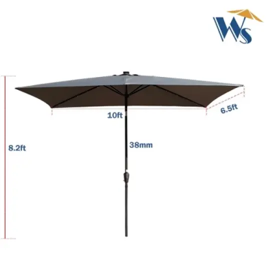 NicBex 10x6.5FT Patio Umbrella UV-Proof Outdoor Umbrellas Waterproof Rectangular LED Umbrella with Crank and Push Button Tilt for Pool image {1}
