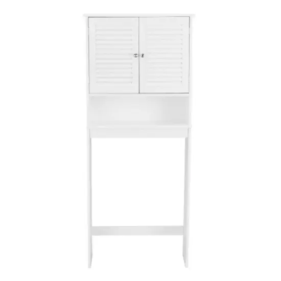 Costway Bathroom Space Saver Over The Toilet Shelved Storage Cabinet Organizer White image {3}