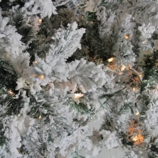 Northlight 12' Pre-Lit Heavily Flocked Pine Medium Artificial Christmas Tree - Clear Lights image {1}