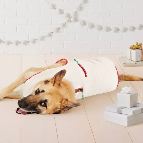 Faux Shearling Zipper with Trim Fleece Dog Vest - Wondershop&trade; Cream image {6}