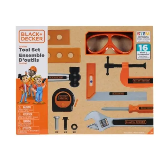 BLACK + DECKER  16pc Tool Set for Kids with Realistic Features includes Goggles image {1}
