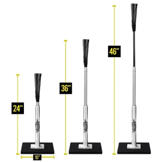 PLAYAPUT Baseball Batting Tee - Professional Hitting Tee for Baseball and Softball with Weighted Base, Flexible Rubber Top, Black and Silver image {2}