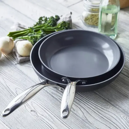 GreenPan Valencia Pro 10" & 12" Ceramic Frypan Set Black image {2}