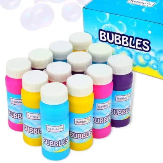 Neliblu Bulk 2 Oz Party Bubble Bottles with Wands, 12 Pack image {5}